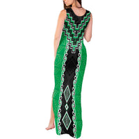 Green Niho Taniwha Mix Poutama Tank Maxi Dress Unique Taniko Aotearoa LT01 - Polynesian Pride