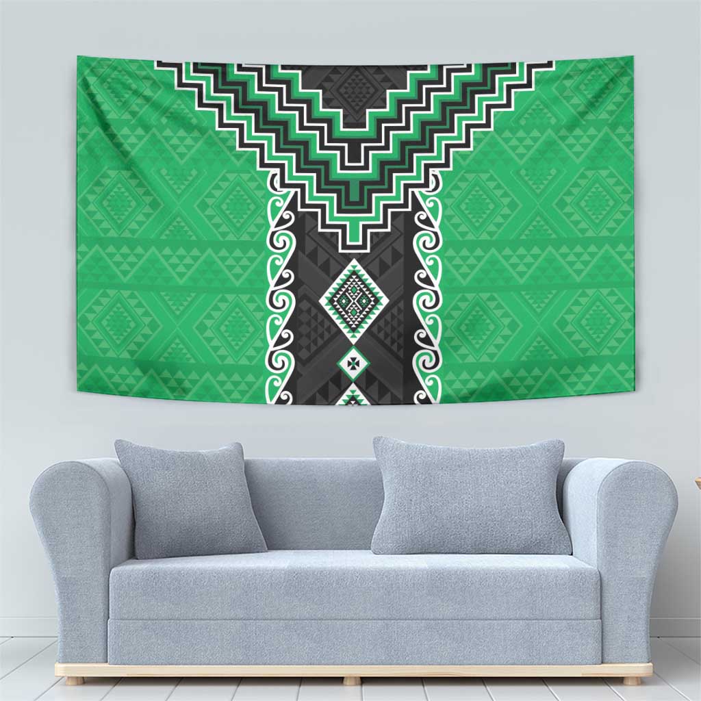 Green Niho Taniwha Mix Poutama Tapestry Unique Taniko Aotearoa