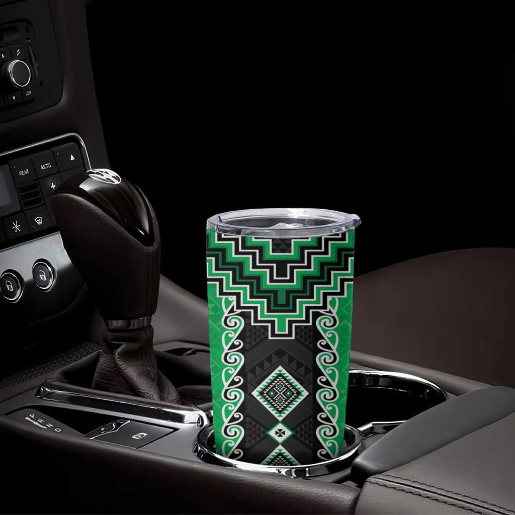 Green Niho Taniwha Mix Poutama Tumbler Cup Unique Taniko Aotearoa LT01 - Polynesian Pride