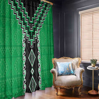 Green Niho Taniwha Mix Poutama Window Curtain Unique Taniko Aotearoa LT01 - Polynesian Pride