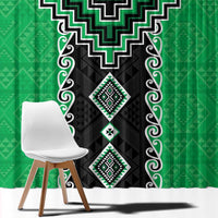 Green Niho Taniwha Mix Poutama Window Curtain Unique Taniko Aotearoa LT01 - Polynesian Pride