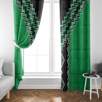 Green Niho Taniwha Mix Poutama Window Curtain Unique Taniko Aotearoa LT01 - Polynesian Pride
