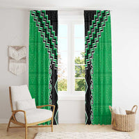 Green Niho Taniwha Mix Poutama Window Curtain Unique Taniko Aotearoa LT01 - Polynesian Pride
