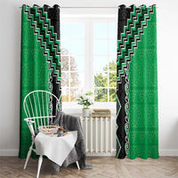 Green Niho Taniwha Mix Poutama Window Curtain Unique Taniko Aotearoa LT01 - Polynesian Pride