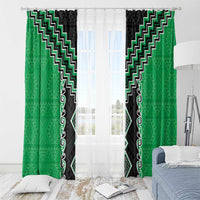 Green Niho Taniwha Mix Poutama Window Curtain Unique Taniko Aotearoa LT01 - Polynesian Pride