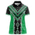 Green Niho Taniwha Mix Poutama Women Polo Shirt Unique Taniko Aotearoa