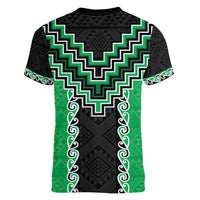 Green Niho Taniwha Mix Poutama Women V-Neck T-Shirt Unique Taniko Aotearoa LT01 - Polynesian Pride
