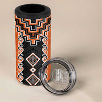 Orange Niho Taniwha Mix Poutama 4 in 1 Can Cooler Tumbler Unique Taniko Aotearoa LT01 - Polynesian Pride