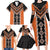 Orange Niho Taniwha Mix Poutama Family Matching Long Sleeve Bodycon Dress and Hawaiian Shirt Unique Taniko Aotearoa