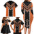 Orange Niho Taniwha Mix Poutama Family Matching Long Sleeve Bodycon Dress and Hawaiian Shirt Unique Taniko Aotearoa