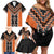 Orange Niho Taniwha Mix Poutama Family Matching Off Shoulder Short Dress and Hawaiian Shirt Unique Taniko Aotearoa