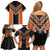 Orange Niho Taniwha Mix Poutama Family Matching Off Shoulder Short Dress and Hawaiian Shirt Unique Taniko Aotearoa