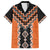 Orange Niho Taniwha Mix Poutama Family Matching Short Sleeve Bodycon Dress and Hawaiian Shirt Unique Taniko Aotearoa