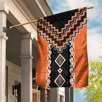 Orange Niho Taniwha Mix Poutama Garden Flag Unique Taniko Aotearoa LT01 House Flag Orange - Polynesian Pride