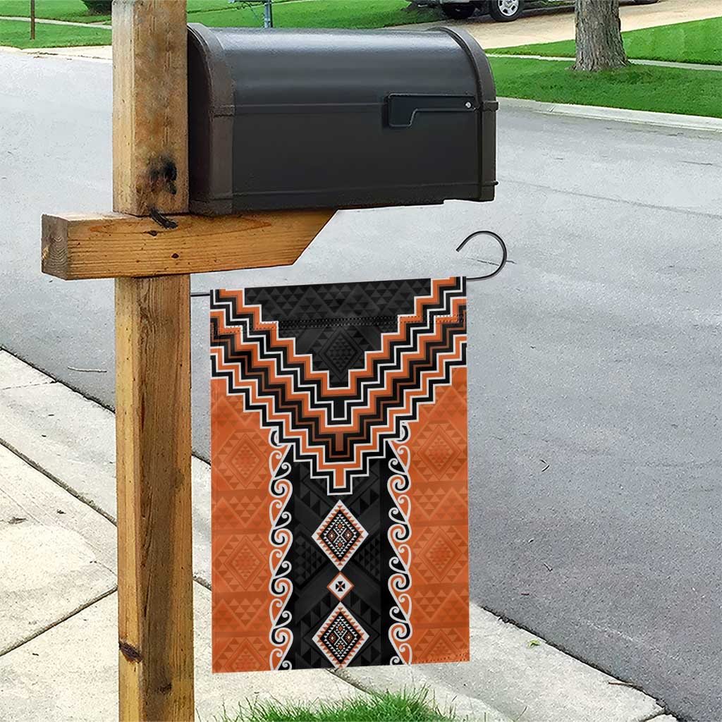 Orange Niho Taniwha Mix Poutama Garden Flag Unique Taniko Aotearoa LT01 - Polynesian Pride
