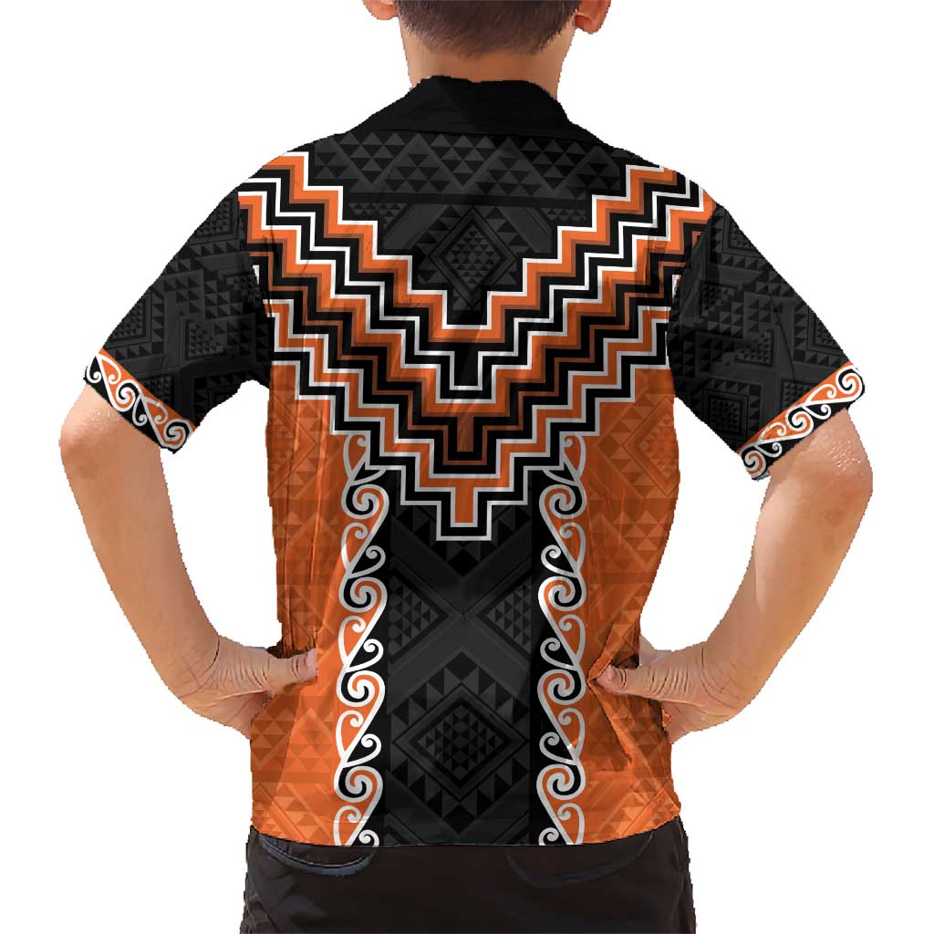 Orange Niho Taniwha Mix Poutama Hawaiian Shirt Unique Taniko Aotearoa LT01 - Polynesian Pride