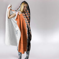 Orange Niho Taniwha Mix Poutama Hooded Blanket Unique Taniko Aotearoa