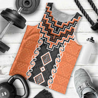 Orange Niho Taniwha Mix Poutama Men Tank Top Unique Taniko Aotearoa LT01 - Polynesian Pride