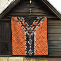 Orange Niho Taniwha Mix Poutama Quilt Unique Taniko Aotearoa