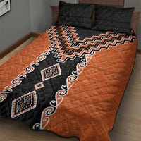 Orange Niho Taniwha Mix Poutama Quilt Bed Set Unique Taniko Aotearoa LT01 - Polynesian Pride