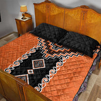 Orange Niho Taniwha Mix Poutama Quilt Bed Set Unique Taniko Aotearoa LT01 - Polynesian Pride