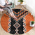 Orange Niho Taniwha Mix Poutama Round Carpet Unique Taniko Aotearoa