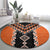 Orange Niho Taniwha Mix Poutama Round Carpet Unique Taniko Aotearoa