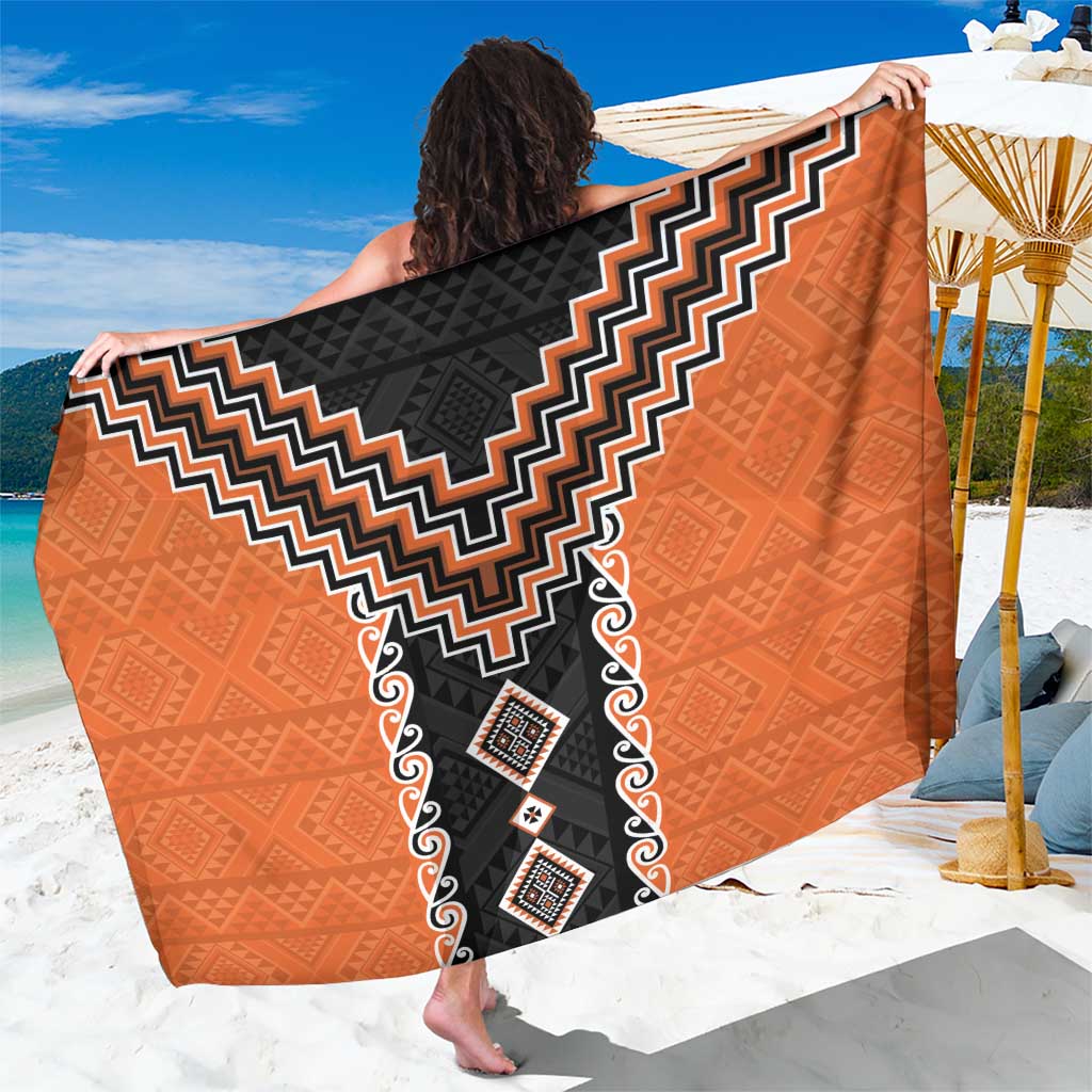 Orange Niho Taniwha Mix Poutama Sarong Unique Taniko Aotearoa