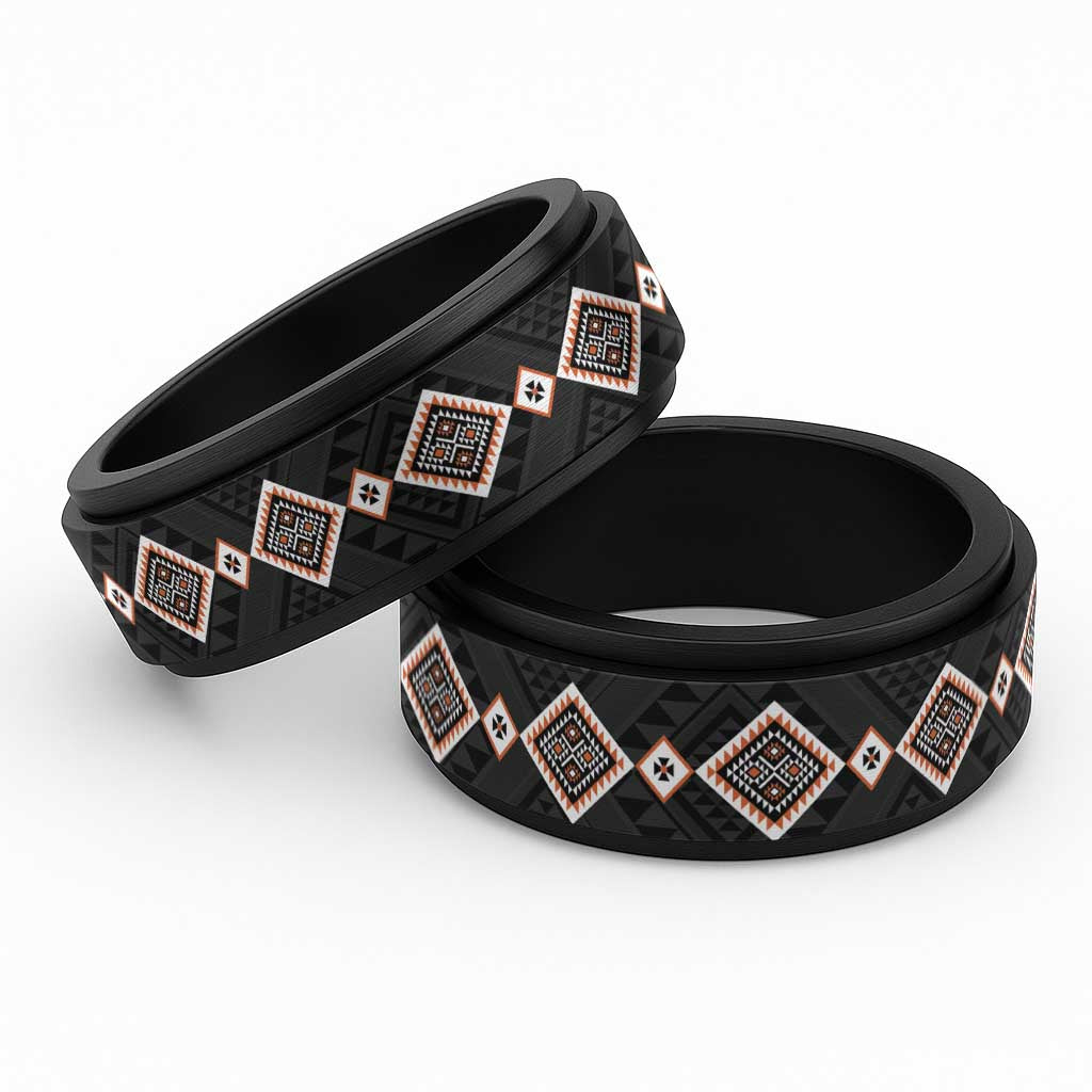 Orange Niho Taniwha Mix Poutama Spinner Ring Unique Taniko Aotearoa - Polynesian Pride