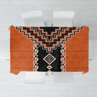 Orange Niho Taniwha Mix Poutama Tablecloth Unique Taniko Aotearoa LT01 Orange - Polynesian Pride