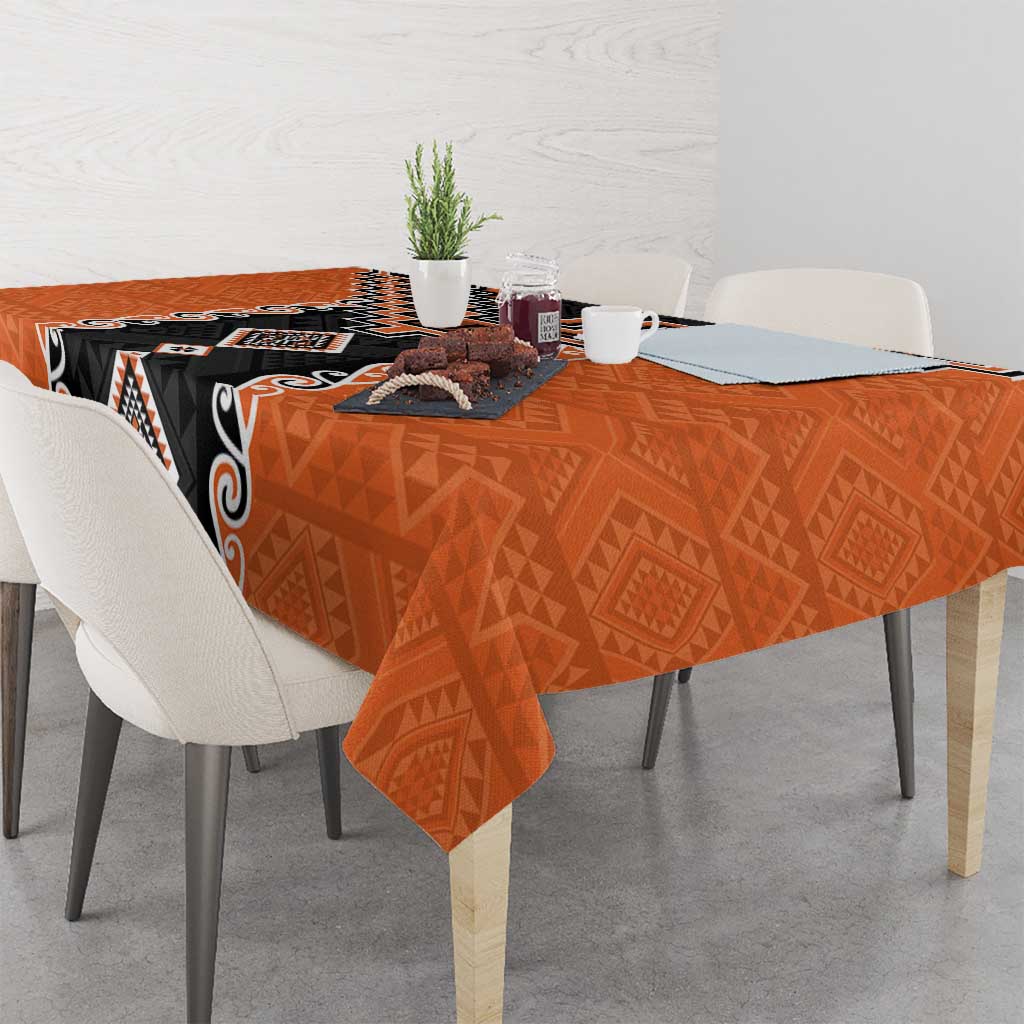 Orange Niho Taniwha Mix Poutama Tablecloth Unique Taniko Aotearoa LT01 - Polynesian Pride