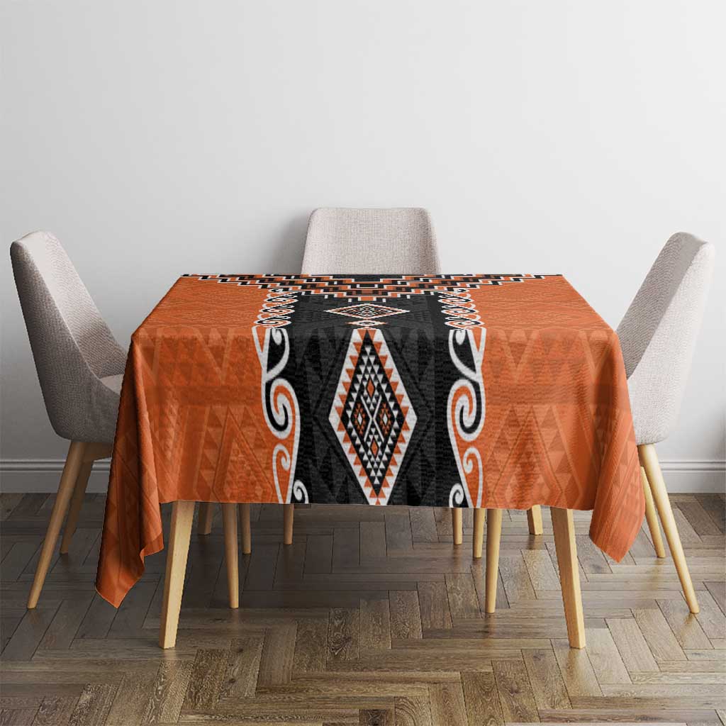Orange Niho Taniwha Mix Poutama Tablecloth Unique Taniko Aotearoa LT01 - Polynesian Pride