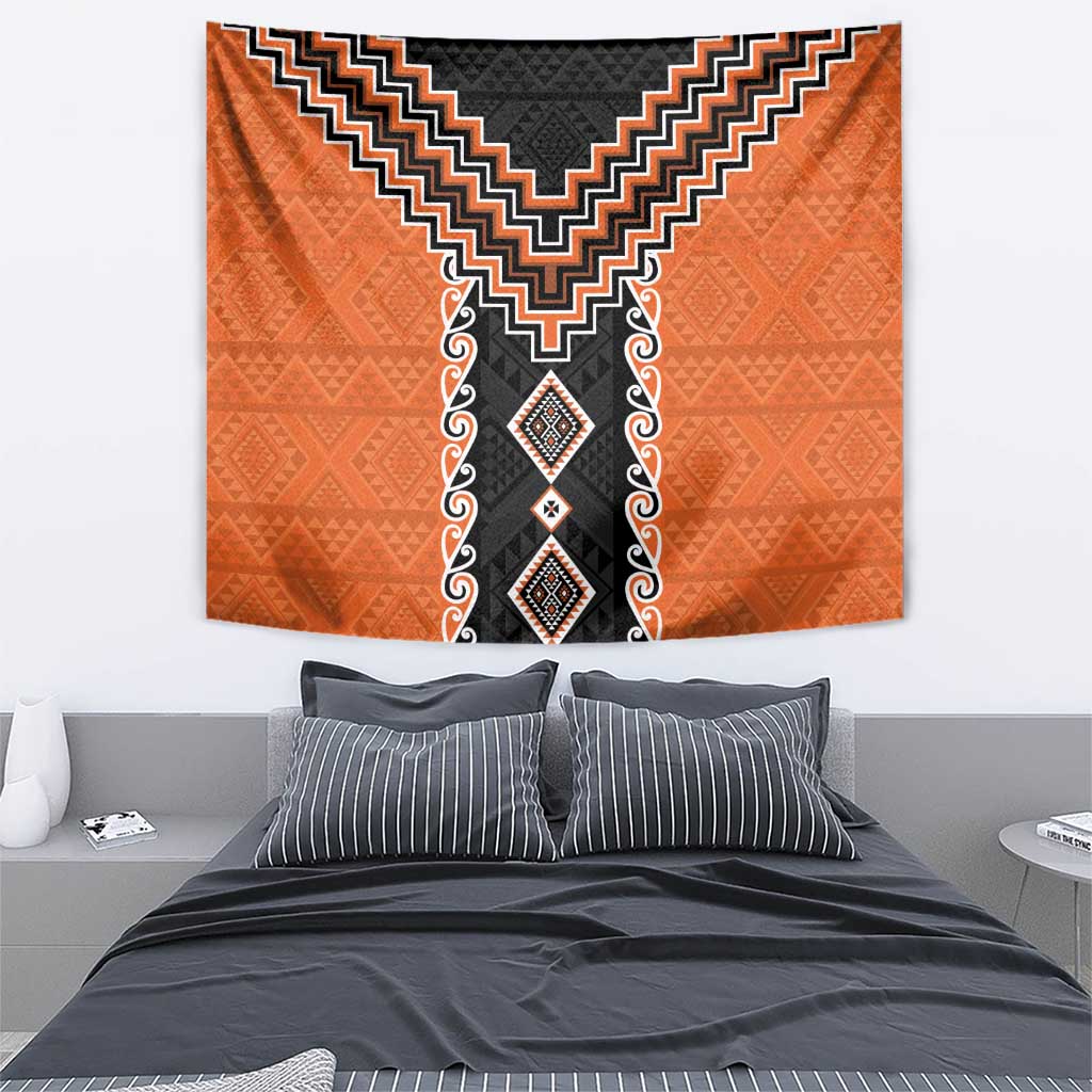 Orange Niho Taniwha Mix Poutama Tapestry Unique Taniko Aotearoa