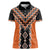 Orange Niho Taniwha Mix Poutama Women Polo Shirt Unique Taniko Aotearoa