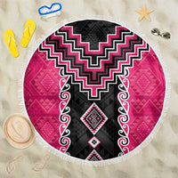 Pink Niho Taniwha Mix Poutama Beach Blanket Unique Taniko Aotearoa LT01 One Size 150cm Pink - Polynesian Pride