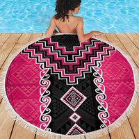 Pink Niho Taniwha Mix Poutama Beach Blanket Unique Taniko Aotearoa LT01 - Polynesian Pride