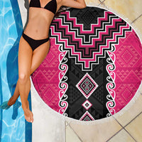 Pink Niho Taniwha Mix Poutama Beach Blanket Unique Taniko Aotearoa LT01 - Polynesian Pride
