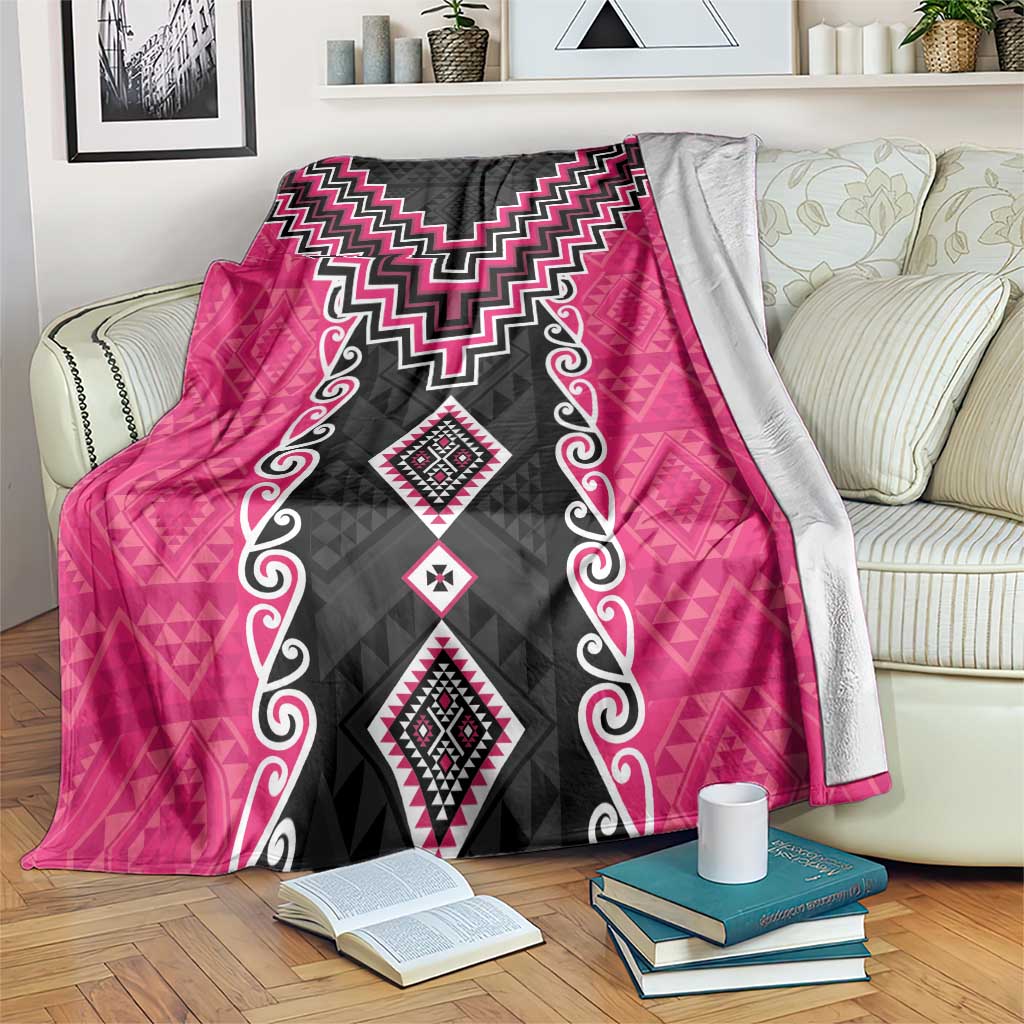 Pink Niho Taniwha Mix Poutama Blanket Unique Taniko Aotearoa LT01 Pink - Polynesian Pride