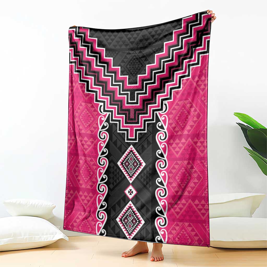 Pink Niho Taniwha Mix Poutama Blanket Unique Taniko Aotearoa LT01 - Polynesian Pride