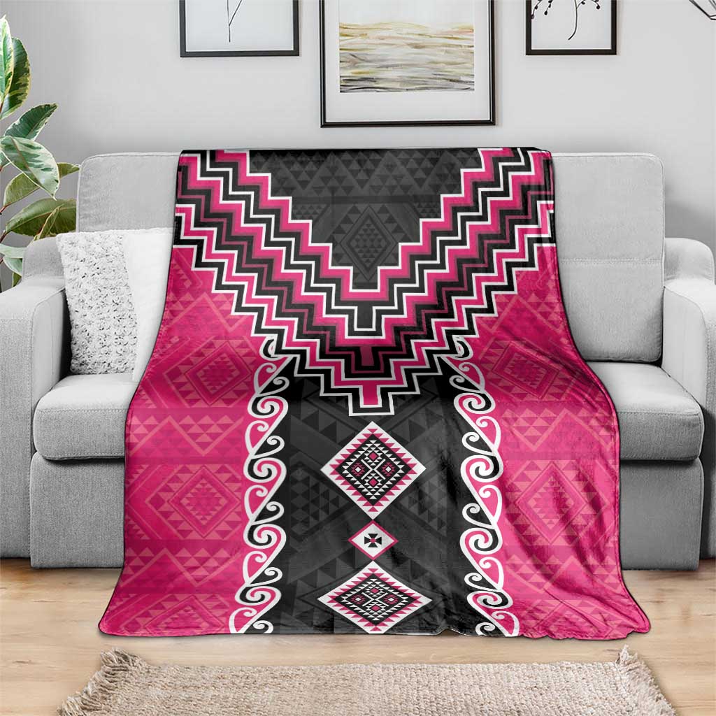Pink Niho Taniwha Mix Poutama Blanket Unique Taniko Aotearoa LT01 - Polynesian Pride