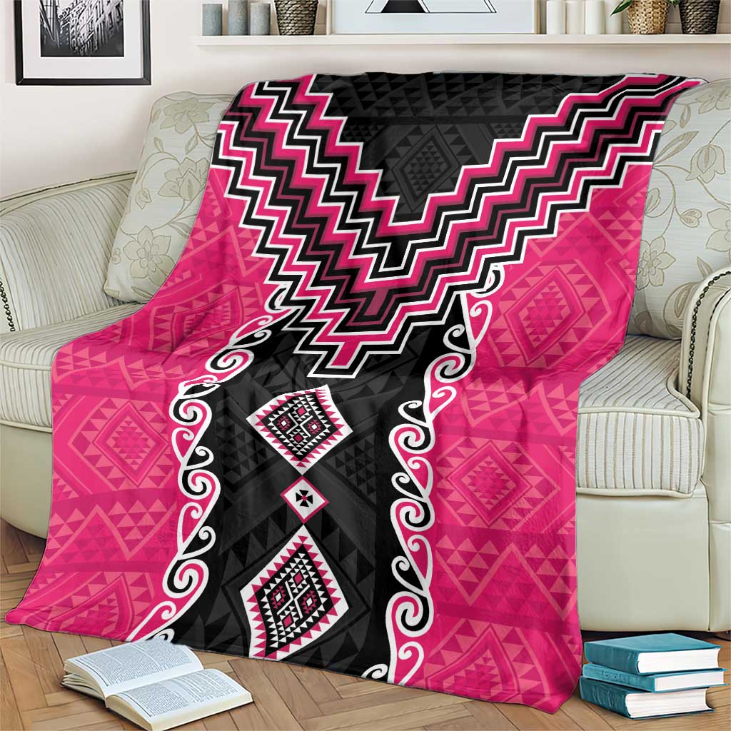 Pink Niho Taniwha Mix Poutama Blanket Unique Taniko Aotearoa LT01 - Polynesian Pride