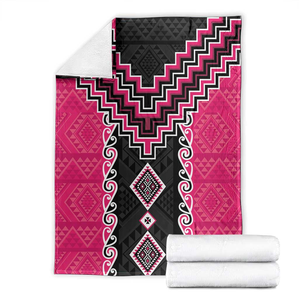 Pink Niho Taniwha Mix Poutama Blanket Unique Taniko Aotearoa LT01 - Polynesian Pride