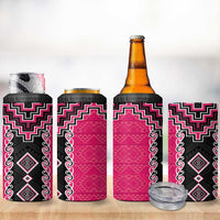 Pink Niho Taniwha Mix Poutama 4 in 1 Can Cooler Tumbler Unique Taniko Aotearoa LT01 - Polynesian Pride