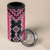 Pink Niho Taniwha Mix Poutama 4 in 1 Can Cooler Tumbler Unique Taniko Aotearoa LT01 - Polynesian Pride