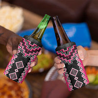 Pink Niho Taniwha Mix Poutama 4 in 1 Can Cooler Tumbler Unique Taniko Aotearoa LT01 - Polynesian Pride
