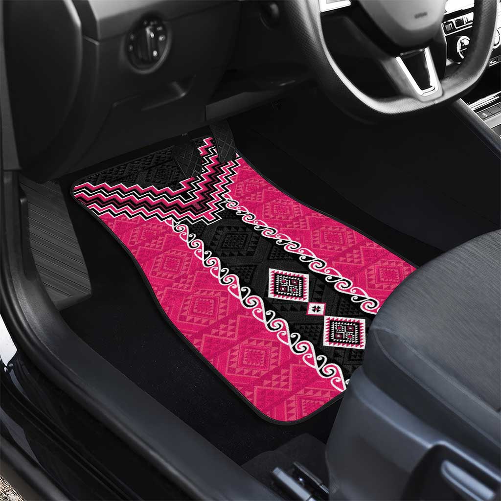 Pink Niho Taniwha Mix Poutama Car Mats Unique Taniko Aotearoa LT01 - Polynesian Pride