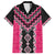 Pink Niho Taniwha Mix Poutama Family Matching Short Sleeve Bodycon Dress and Hawaiian Shirt Unique Taniko Aotearoa