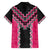 Pink Niho Taniwha Mix Poutama Family Matching Short Sleeve Bodycon Dress and Hawaiian Shirt Unique Taniko Aotearoa