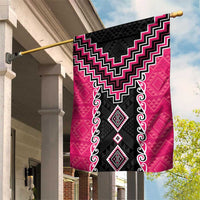 Pink Niho Taniwha Mix Poutama Garden Flag Unique Taniko Aotearoa LT01 House Flag Pink - Polynesian Pride