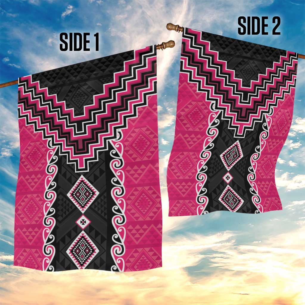 Pink Niho Taniwha Mix Poutama Garden Flag Unique Taniko Aotearoa LT01 - Polynesian Pride